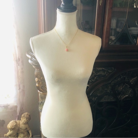 Elegant pink cabochon mini pearl crystal accent pendant on chain necklace - Picture 12 of 16